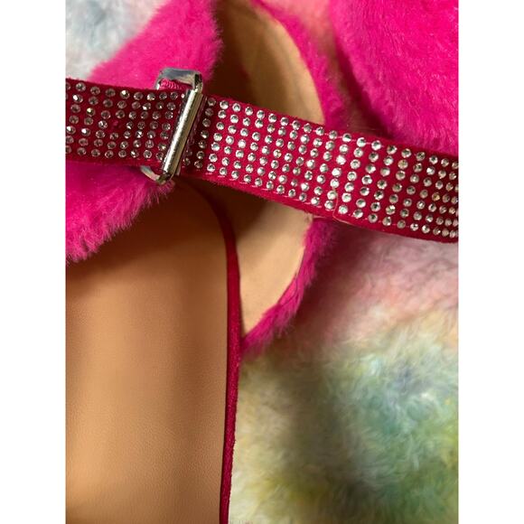 Pink Faux Fur Platform Heels with Rhinestone Straps – Size 13 - Picture 4 of 8